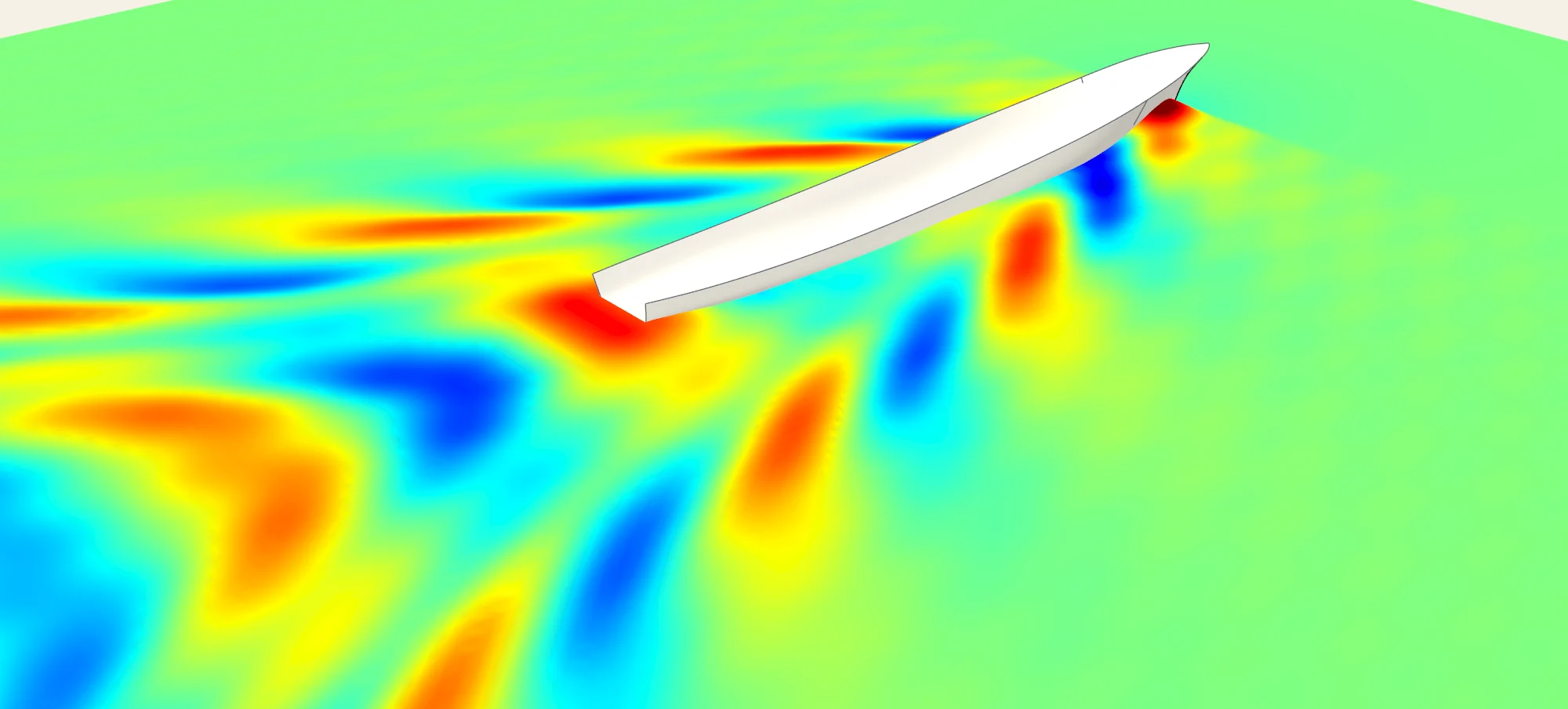 The DTMB 5415 naval combatant model at speed with its computed wave system
